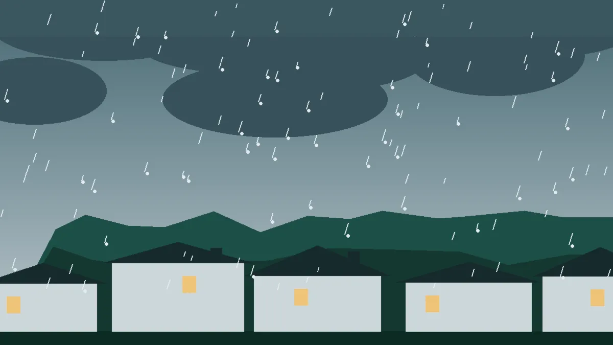 Hail Damage Roof Repair & Replacement Sedalia, CO — storm light over rooftops in Sedalia, Colorado