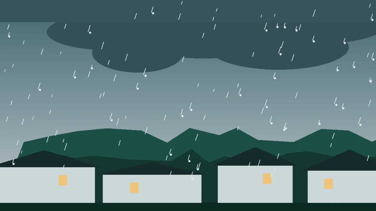 Hail Damage Roof Repair & Replacement Severance, CO — storm light over rooftops in Severance, Colorado