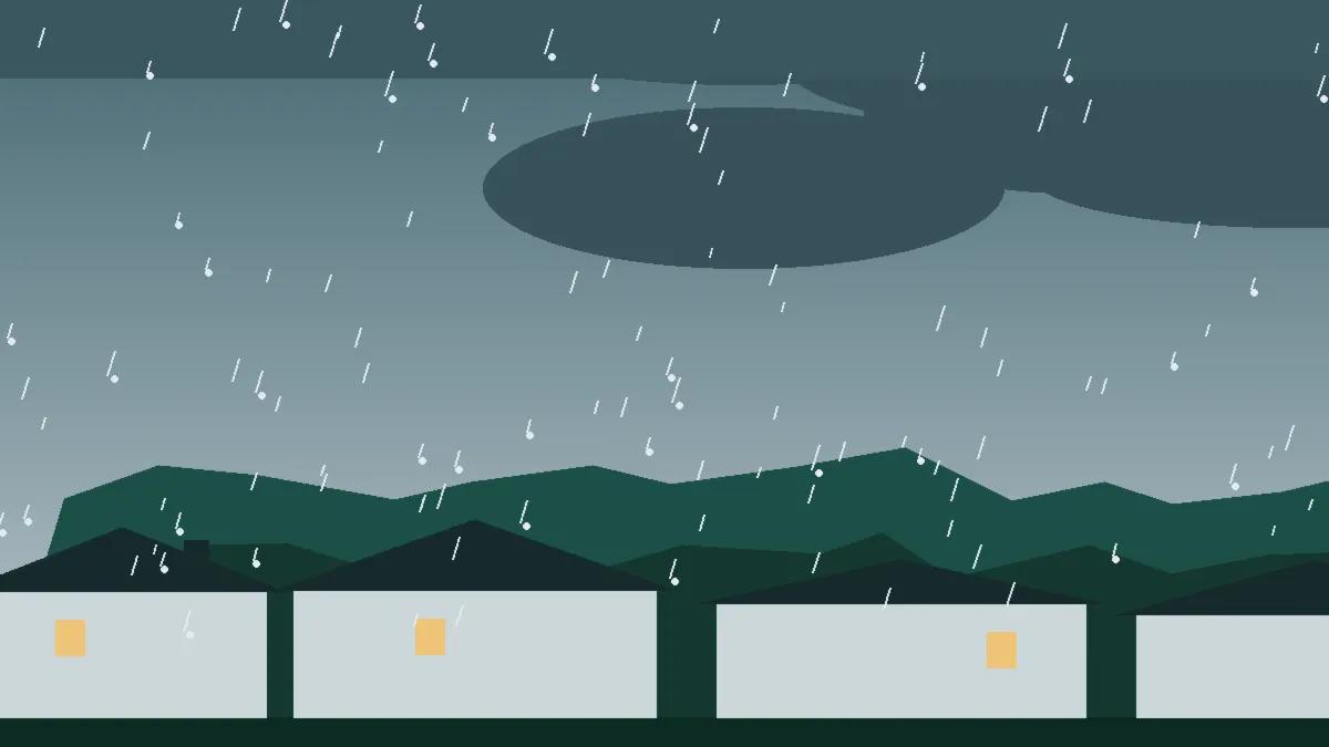Hail Damage Roof Repair & Replacement Shawnee, CO — storm light over rooftops in Shawnee, Colorado