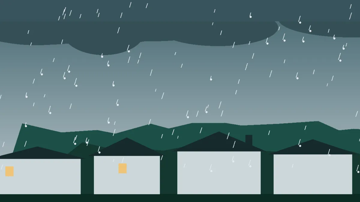 Hail Damage Roof Repair & Replacement Silverthorne, CO — storm light over rooftops in Silverthorne, Colorado