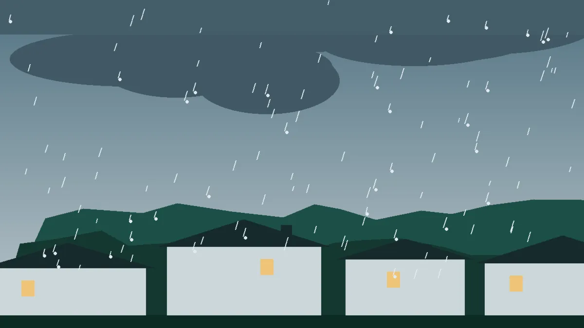 Hail Damage Roof Repair & Replacement Simla, CO — storm light over rooftops in Simla, Colorado