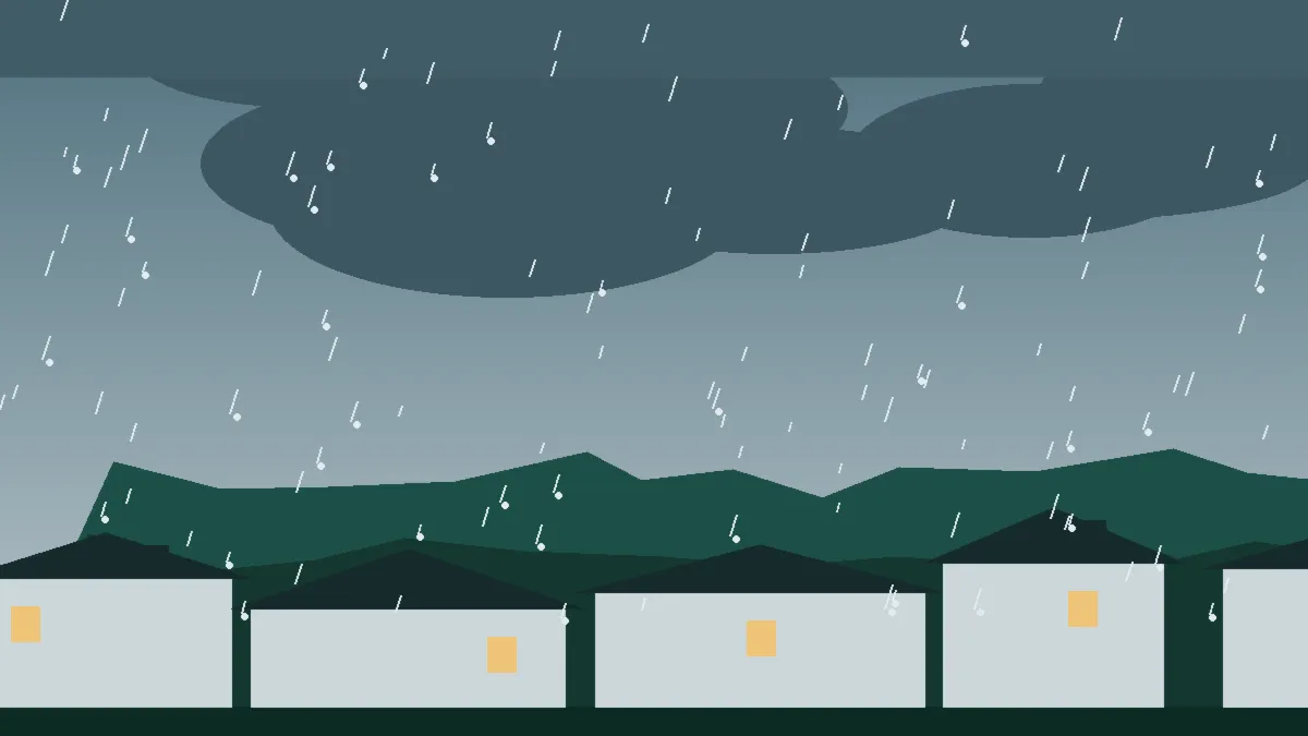 Hail Damage Roof Repair & Replacement Snyder, CO — storm light over rooftops in Snyder, Colorado