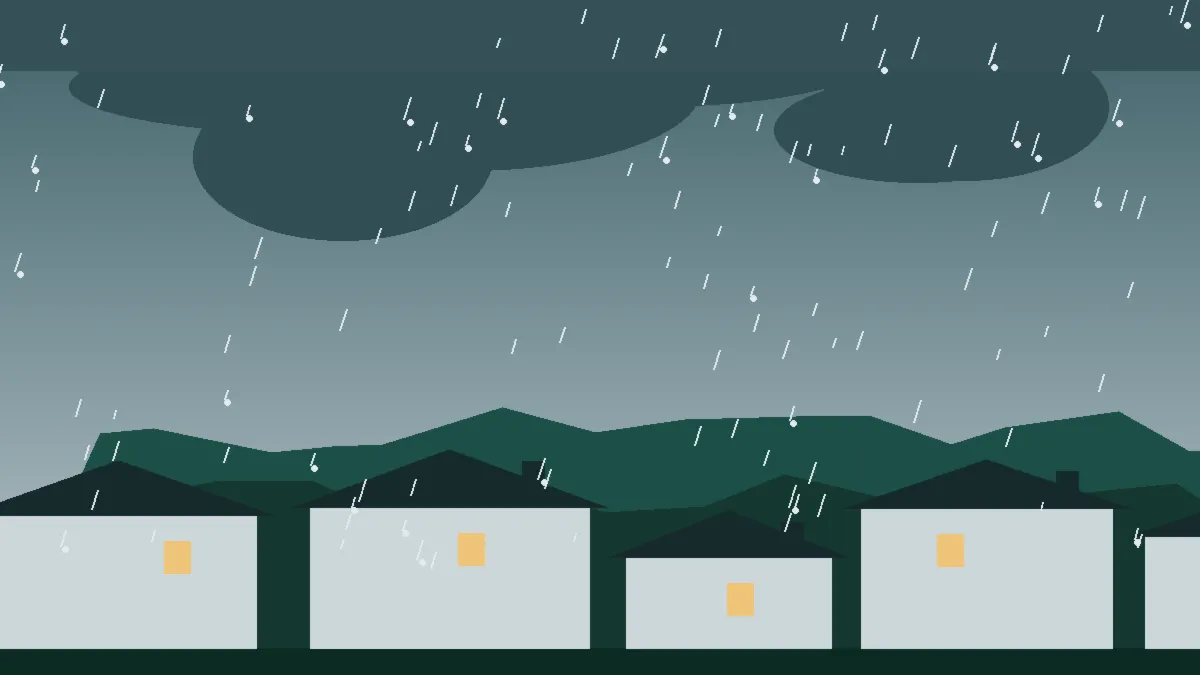 Hail Damage Roof Repair & Replacement Somerset, CO — storm light over rooftops in Somerset, Colorado