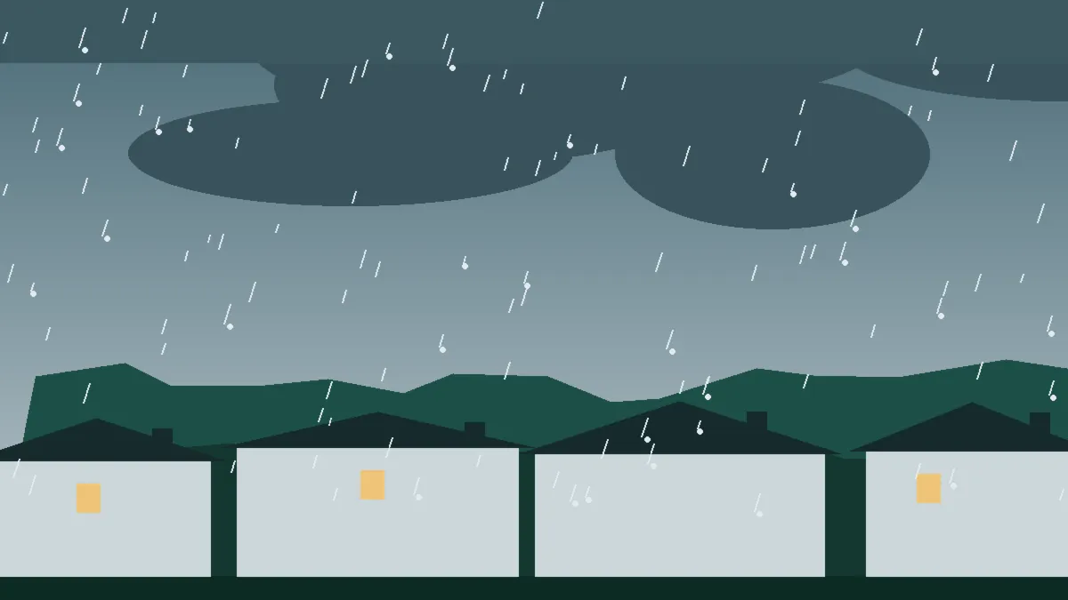 Hail Damage Roof Repair & Replacement Steamboat Springs, CO — storm light over rooftops in Steamboat Springs, Colorado