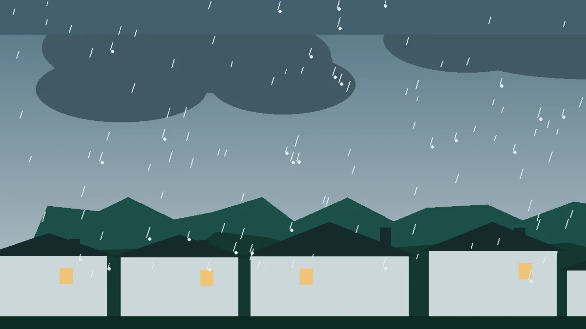 Hail Damage Roof Repair & Replacement Sterling, CO — storm light over rooftops in Sterling, Colorado