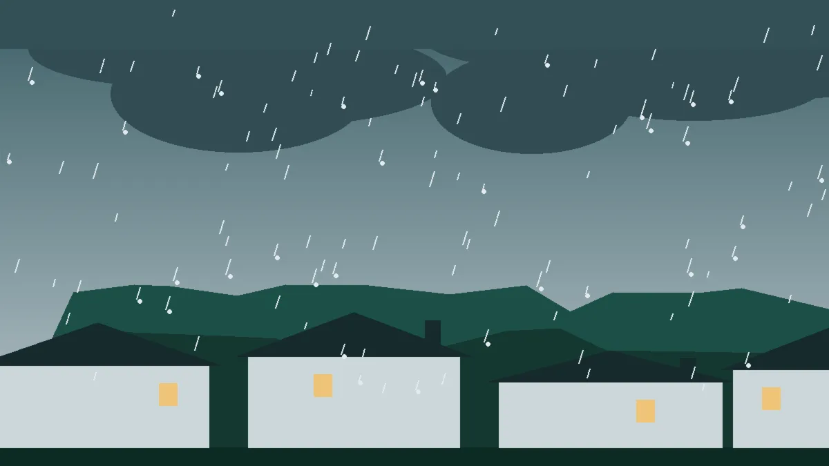 Hail Damage Roof Repair & Replacement Stoneham, CO — storm light over rooftops in Stoneham, Colorado