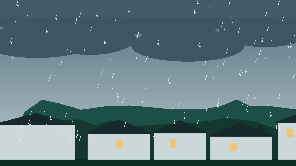 Hail Damage Roof Repair & Replacement Strasburg, CO — storm light over rooftops in Strasburg, Colorado
