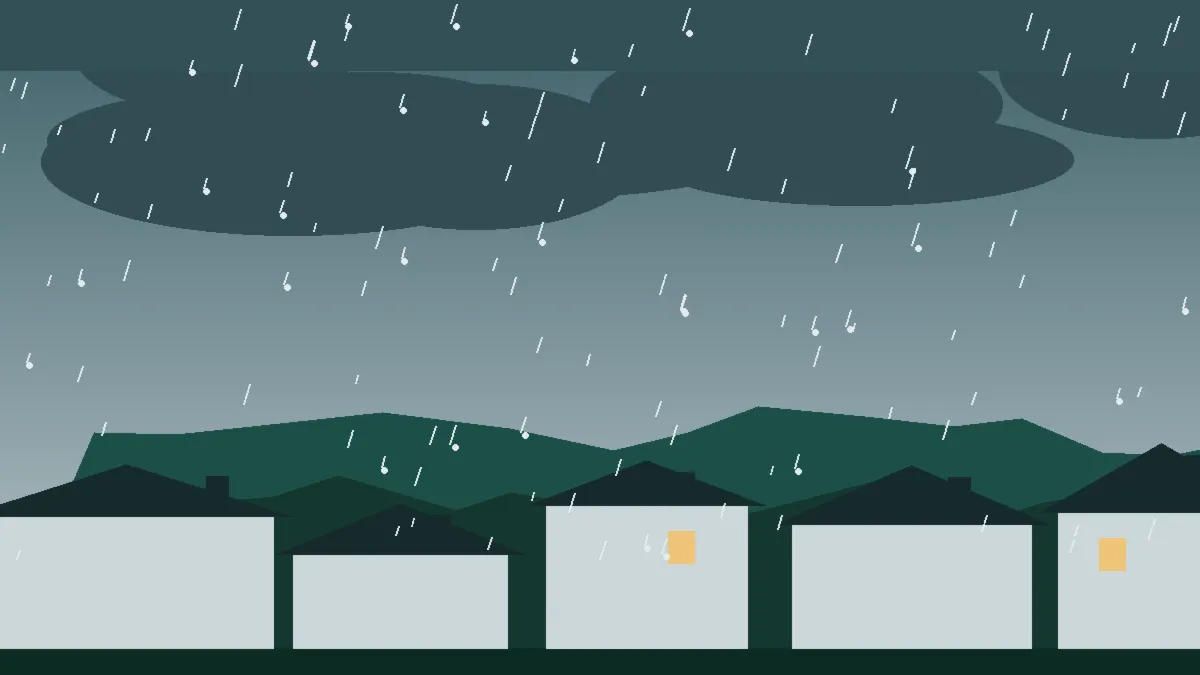Hail Damage Roof Repair & Replacement Swink, CO — storm light over rooftops in Swink, Colorado