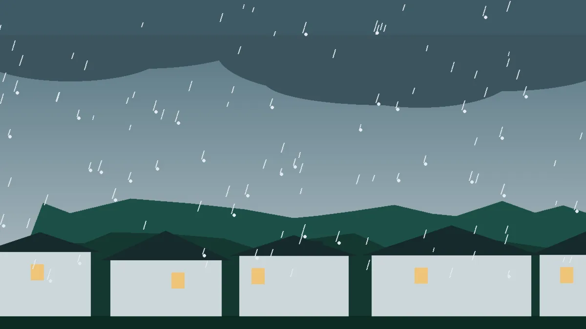 Hail Damage Roof Repair & Replacement Tabernash, CO — storm light over rooftops in Tabernash, Colorado