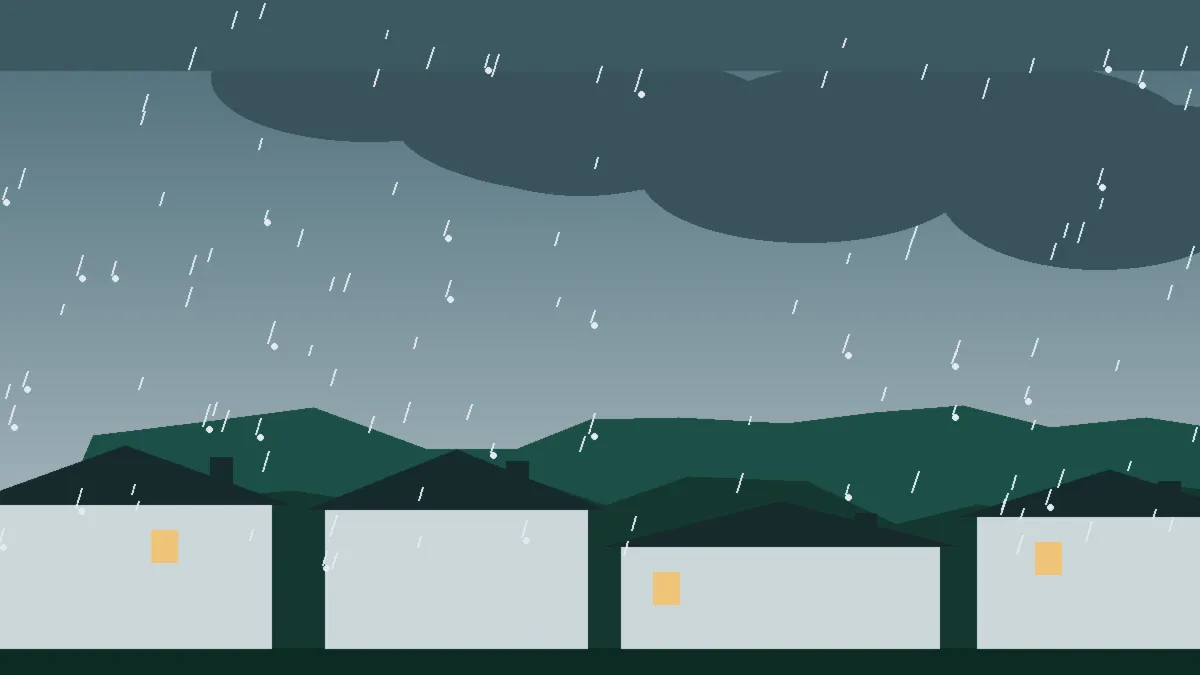 Hail Damage Roof Repair & Replacement Thornton, CO — storm light over rooftops in Thornton, Colorado