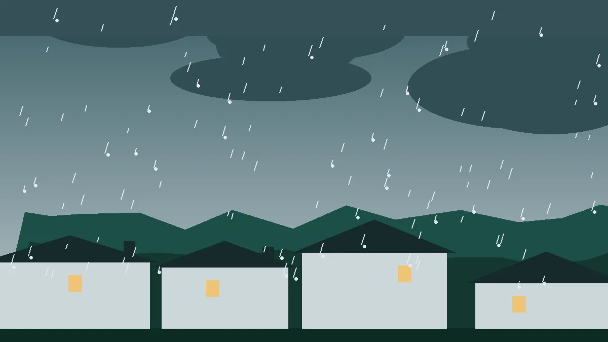 Hail Damage Roof Repair & Replacement Vail, CO — storm light over rooftops in Vail, Colorado