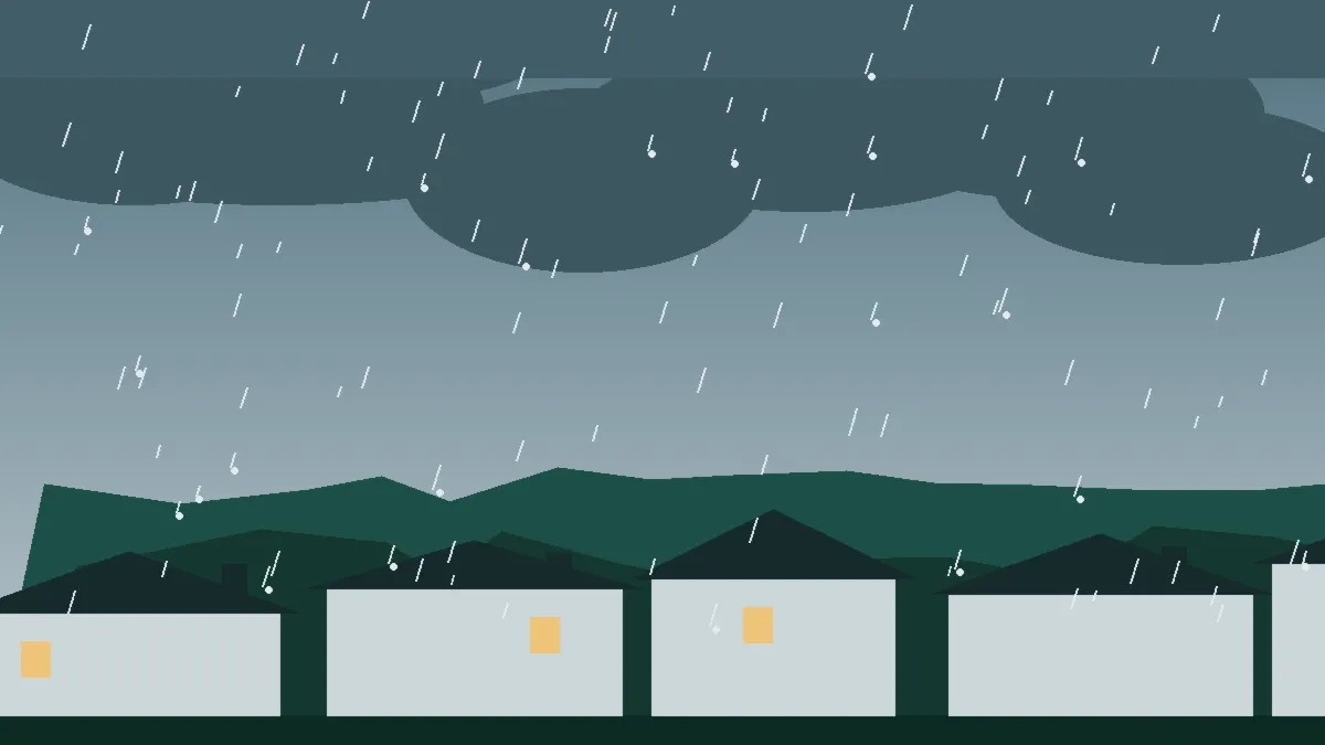 Hail Damage Roof Repair & Replacement Weldona, CO — storm light over rooftops in Weldona, Colorado