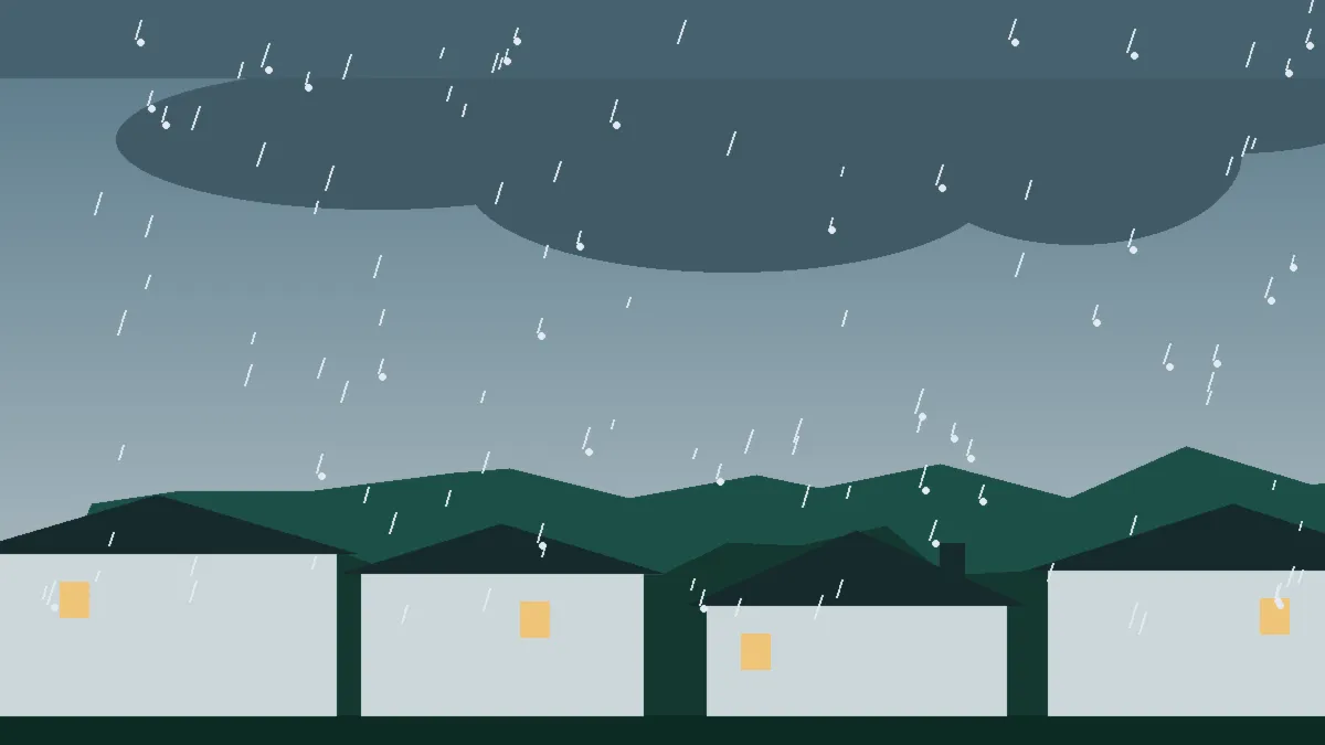 Hail Damage Roof Repair & Replacement Wellington, CO — storm light over rooftops in Wellington, Colorado