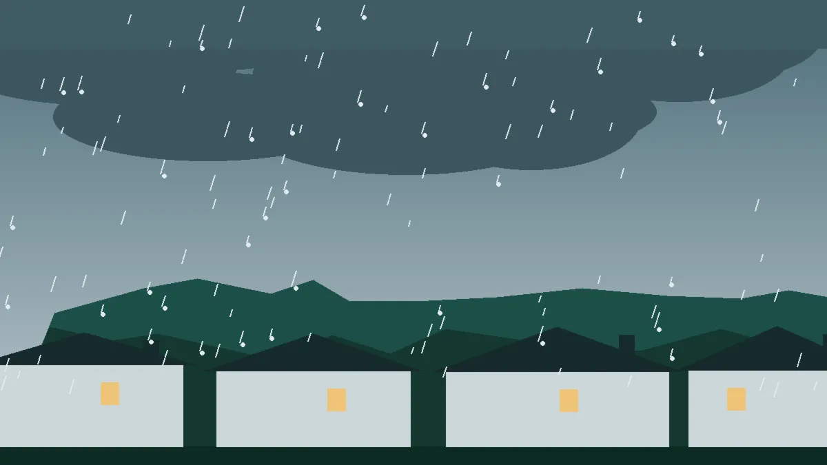 Hail Damage Roof Repair & Replacement Westcliffe, CO — storm light over rooftops in Westcliffe, Colorado