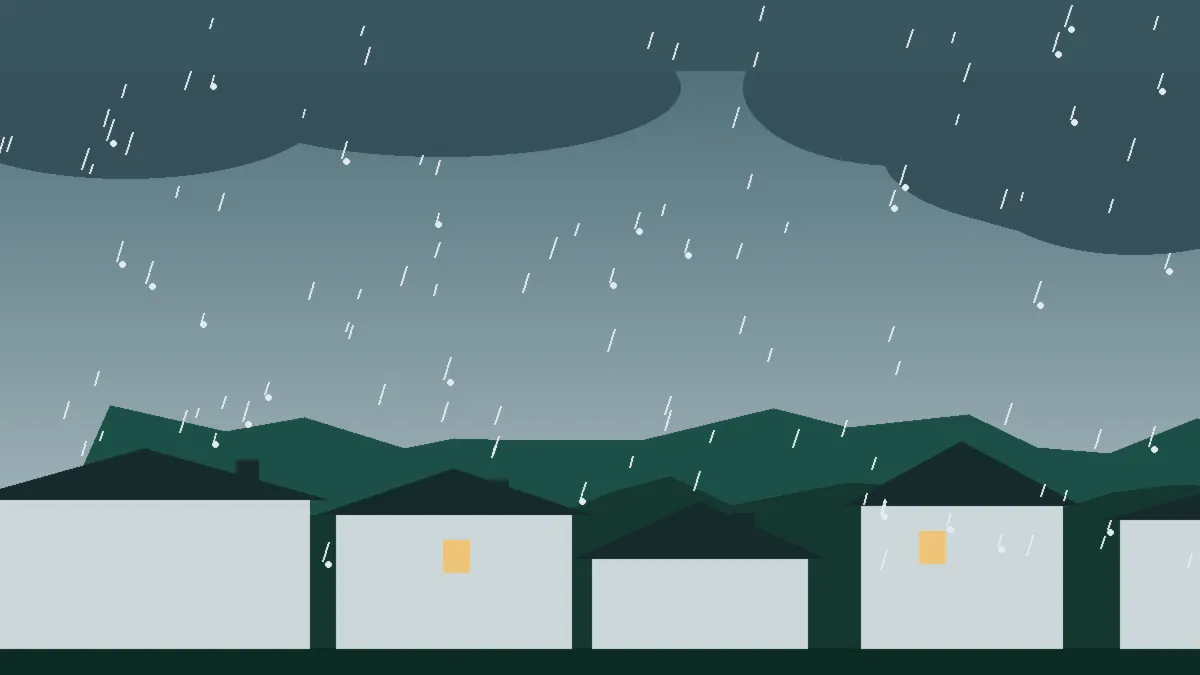 Hail Damage Roof Repair & Replacement Winter Park, CO — storm light over rooftops in Winter Park, Colorado