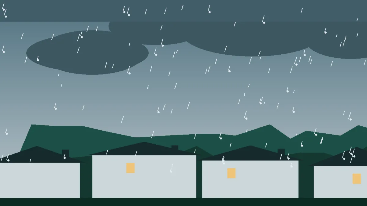 Hail Damage Roof Repair & Replacement Woodrow, CO — storm light over rooftops in Woodrow, Colorado