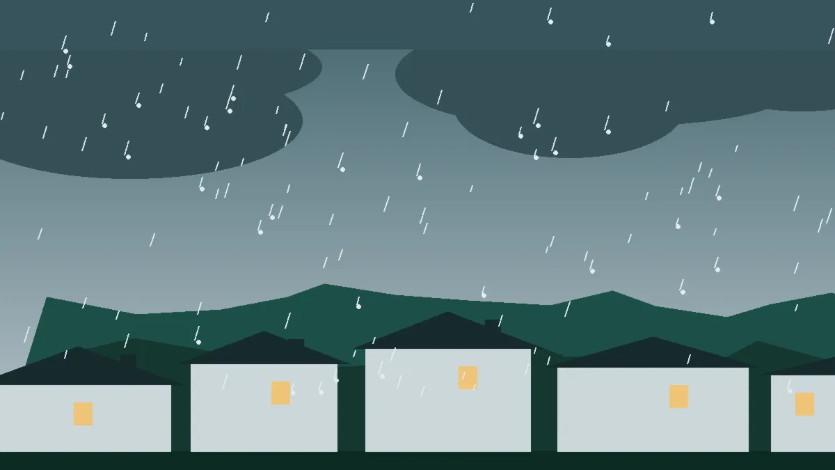 Hail Damage Roof Repair & Replacement Wray, CO — storm light over rooftops in Wray, Colorado