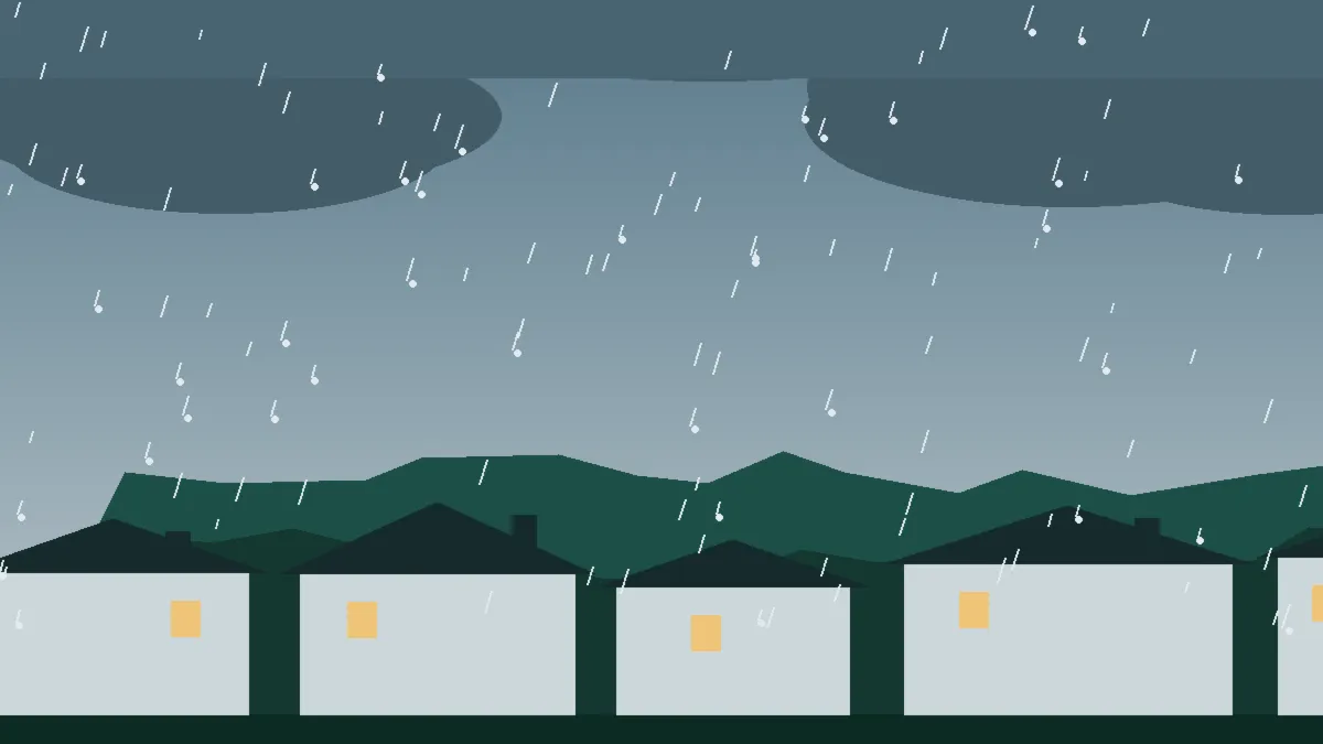 Hail Damage Roof Repair & Replacement Yoder, CO — storm light over rooftops in Yoder, Colorado