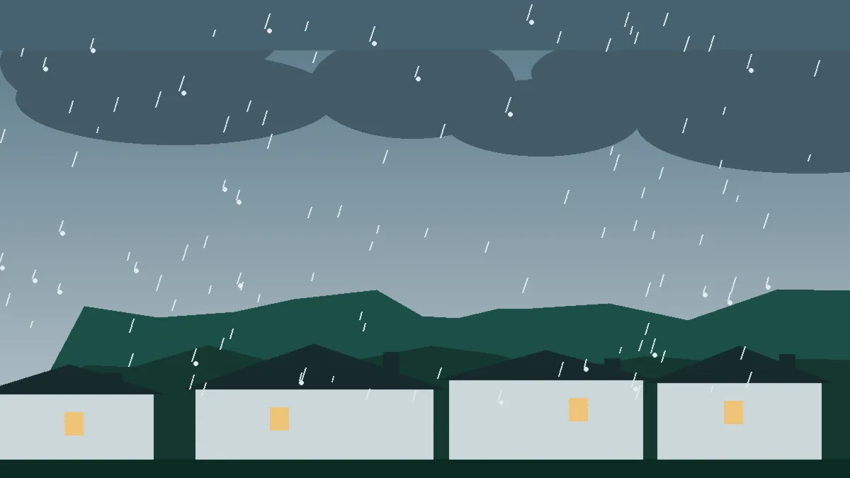 Hail Damage Roof Repair & Replacement Yuma, CO — storm light over rooftops in Yuma, Colorado