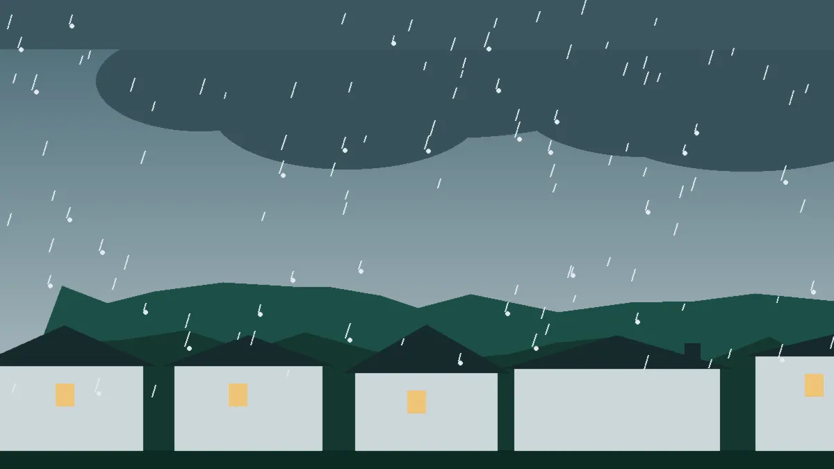 What Is A Low Pitch Roof — a low-pitch roof with ponded water after a storm